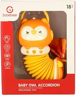 Sobebear Baby Owl Accordion, Educational Musical Toy, 18+ Months, Orange and White