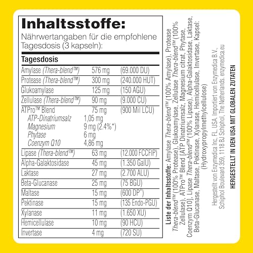 Enzymedica - Digest Gold, schnell wirkende Enzym-Formel, reduziert Gase und Blähungen, verbessert die Nährstoffaufnahme und Energie, glutenfrei, milchfrei, vegetarisch, 180 Kapseln – Bild 5