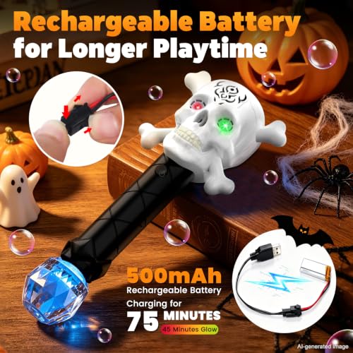 Zerhunt Skull Bubble Wand for Kids: 1-Sec Halloween Excitement (Black) - Image 5