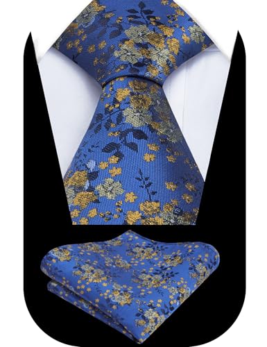 Image of Alizeal Mens 3.15inches Delicate Floral Tie with Small Flower Printed Handkerchief Set