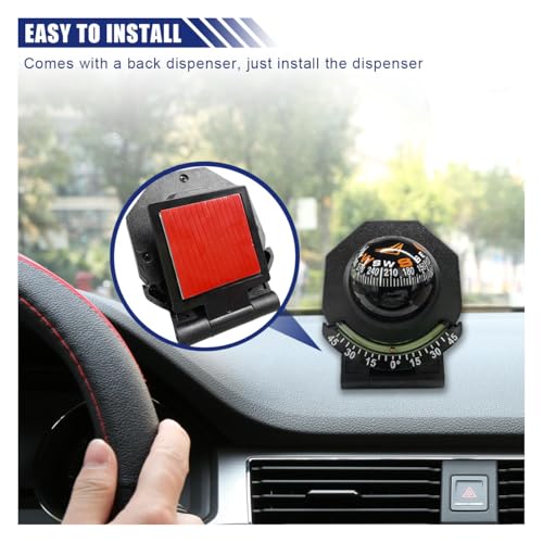 Car Compass, Car Dashboard Compass Ball with Slope Meter, Adjustable Night Vision Compass, Universal Car Accessories for Car, Boat, Truck - Image 6