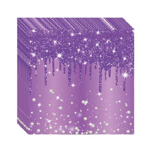 20 Stück Servietten Papier,Glitzer Papierservietten Violett,Weich...