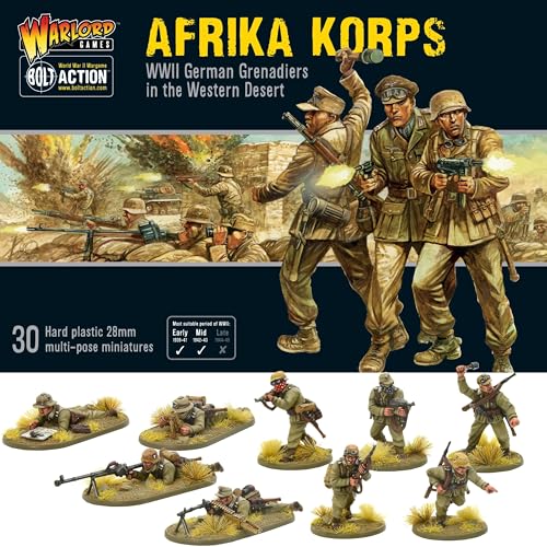Image of Warlord Games Afrika Korps - 28mm Scale German Army Plastic Miniatures for Bolt Action Highly Detailed World War 2 Miniatures