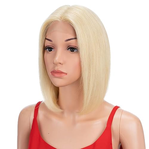 Miniatura 10 de Spotlight Pelucas de cabello humano Bob con flequillo de 10 pulgadas, pelucas cortas estilo Bob marrón degradado para mujeres negras, peluca de