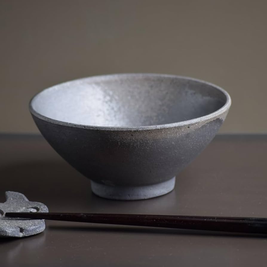 グレー 陶器 茶碗 約15cm グレー 陶器 茶碗 約15cm
