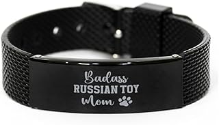 Badass Russian Toy Mom Shark Mesh Bracelet, Birthday Gifts for Russian Toy Mom, Funny Dog Owners Gifts for Russian Toy Mom