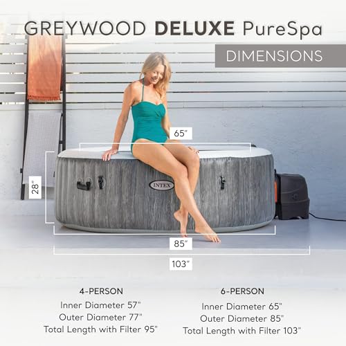 Image of INTEX PureSpa 4 Person Inflatable Hot Tub with Energy-Efficient Spa Cover