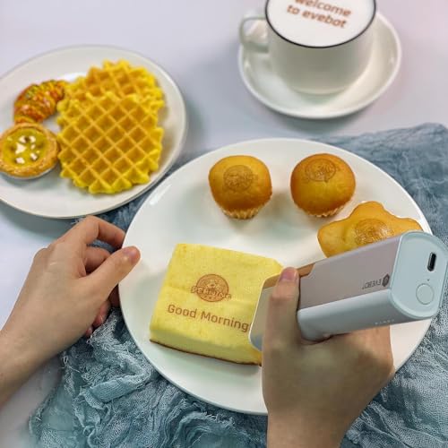 LINCYS Alimentos Mini Impresora Comestible Portátil Mano, Impresora Café Latte Inteligencia Inalámbrica Impresión Alimentos Pequeños Tinta Comestible Etiqueta Patrón Texto Desayuno Creativo