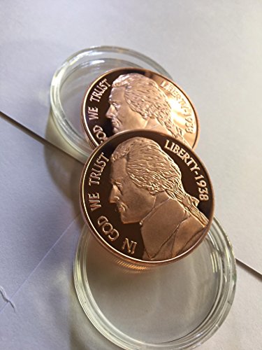 Jefferson Nickel 1 Ounce Copper Coins TWO Pack