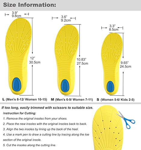 Image of Shoe Insoles, Memory Foam Insoles, Shoes Insert for Women and Men, Kids, Providing Arch Support, Great Cushion and Shock Absorption, Relieve Foot Pain M（Men's 6-9 / Women 7-11