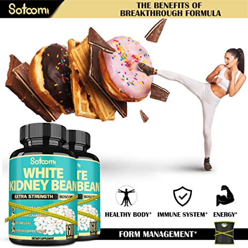 𝟲𝗶𝗻𝟭 White Kidney Bean Extract Pills- Equivalent To 𝟵𝟬𝟱𝟬𝗺𝗴 Of 6 Herbs - Support Body Building, Starch, And Form Management For Women & Men - 2 Packs 60 Caps For 4 Months #TOP2