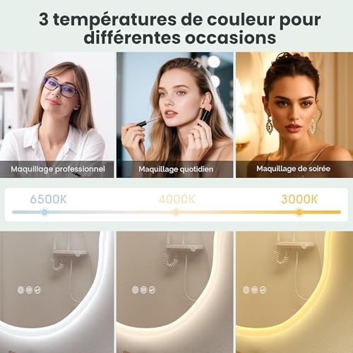 Miroir rétroéclairé S'bagno 70x100 cm avec éclairage LED variable horizontal ou vertical - 5