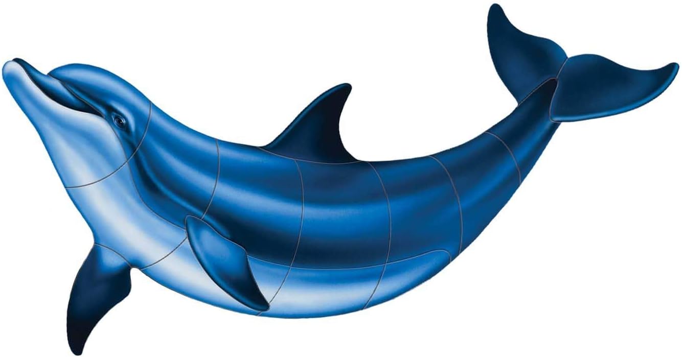 Bottlenose Dolphin B Porcelain Swimming Pool Mosaic (6" x 3")