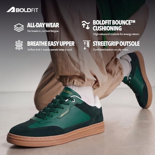 Image of Boldfit Sneakers for Men Casual Stylish Sneakers for Man with Premium PU Leather Upper, Cushioned Insole, Padded Collar, Breathable Lining & TPR Grip Sole Everyday Wear Shoes for Men Klunys Elite