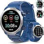 Military Smart Watch for Men (Answer/Make Calls), 1.39" HD Touchscreen Fitness Tracker with Sleep Heart Rate Step Monitor, 110+ Sport Modes, IP68 Waterproof Smartwatch for Android Blue