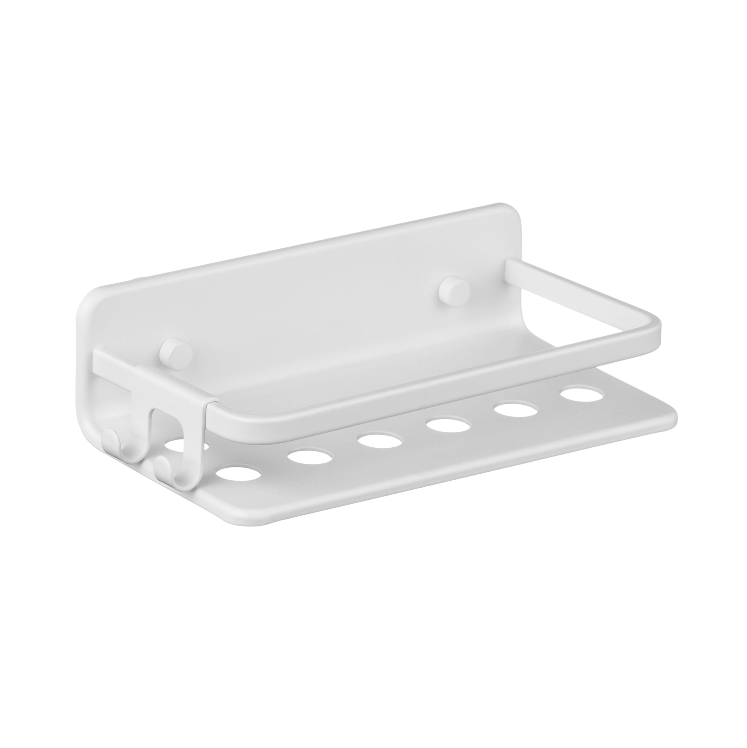 TATAY Shower Shelf No Drilling Rectangular Aluminium, Artic White, 10x20x5.5 cm