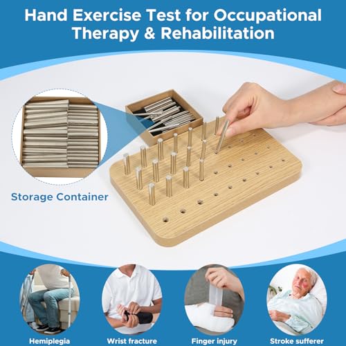 OLVULGG 36-Hole Wooden Pegboard for Occupational Therapy, Hand Therapy Peg Board with 3 Sizes of Round Iron Pegs to Improve Finger Dexterity, Fine Motor Coordination & Sensory Rehabilitation - Image 3