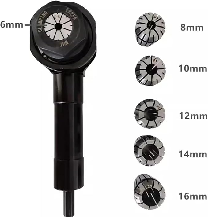 Adaptador de Taladro 90° iDili con Juego de Pinzas ER25, Torque 100N.M miniatura 3