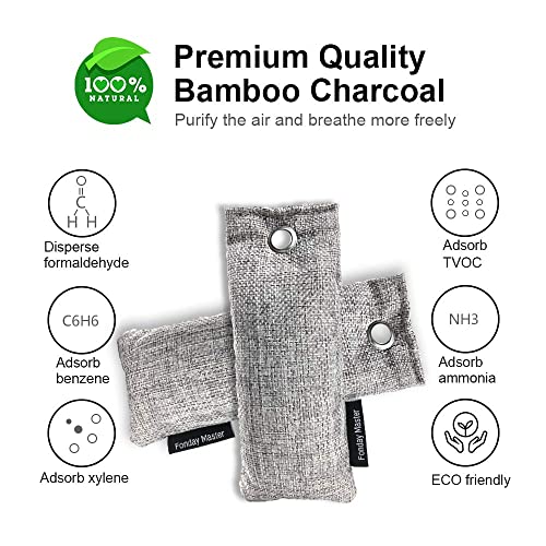 2 Packs Shoe Deodorizer Bags, Fonday Bamboo Charcoal Odor Eliminator(75G Each), Activated Charcoal Air Purifying Bags Odor Absorber For Gym Bag, Car, Pet, Closet #TOP1