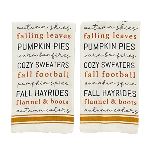 Fall Football Home Decor Kitchen Dish Towels Set: Football Family Food With Golden Yellow Stripes #TOP1