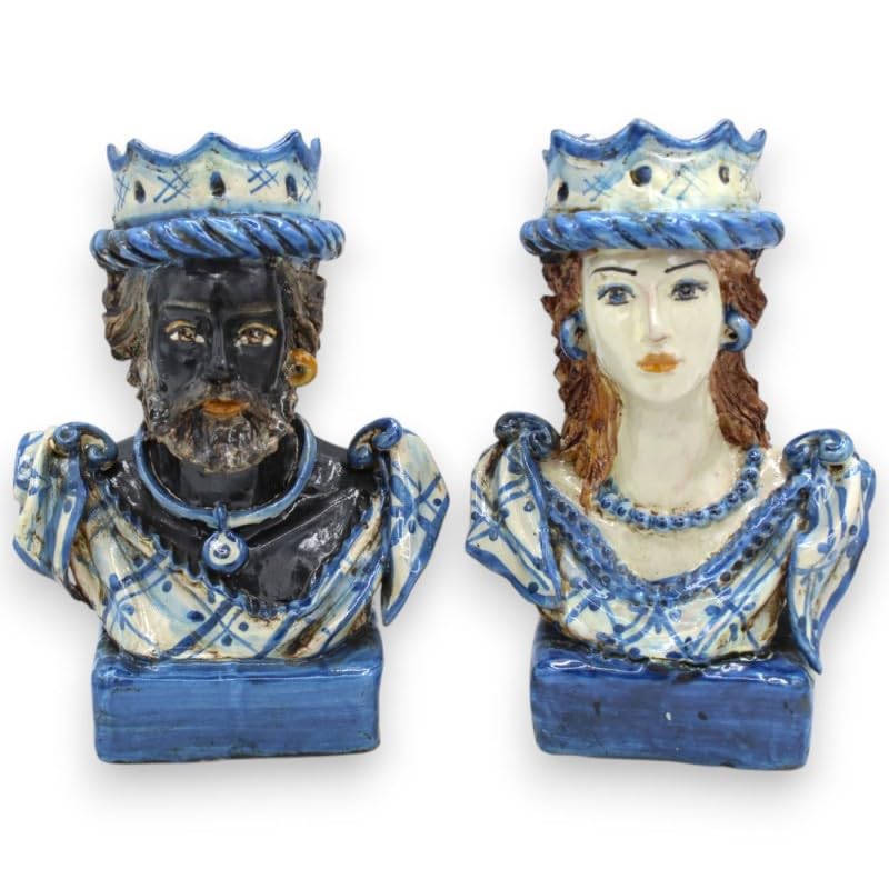 Bustos de cerámica de Caltagirone decorativos para salones elegantes y consolas
