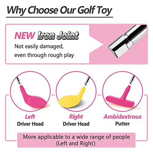 image for iPlay, iLearn Girls Pink Golf Toys Set W/Left & Right Club Head, Kids 