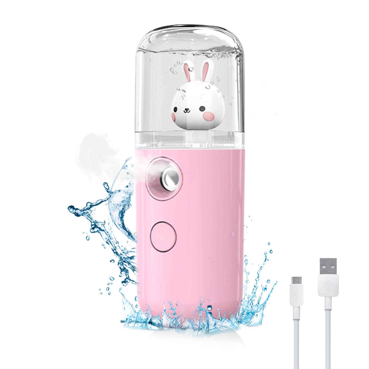 elephantboat ELEPHANTBOAT® Pink Facial Nano 30ml Portable Mini Facial Nano Face Mist Spray Machine,Cartoon Bunny Design & USB Rechargeable for Facial Moisturizing and Skin Care-picture-11