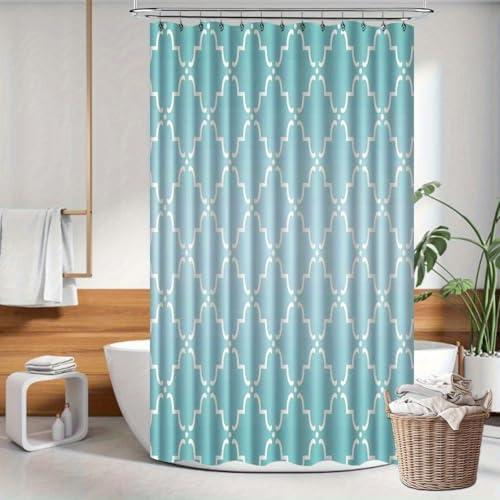 Rideau de douche vert dégradé nordique géométrique moderne 95x210cm - 4