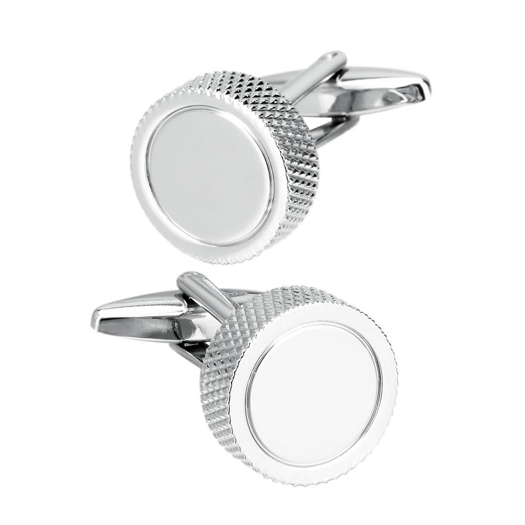 Gemelos Redondos para Camisa Francesa de Boda para Hombre, Estilo Boutique, con diseño de Clavos moleteados (Gris, como se Muestra)