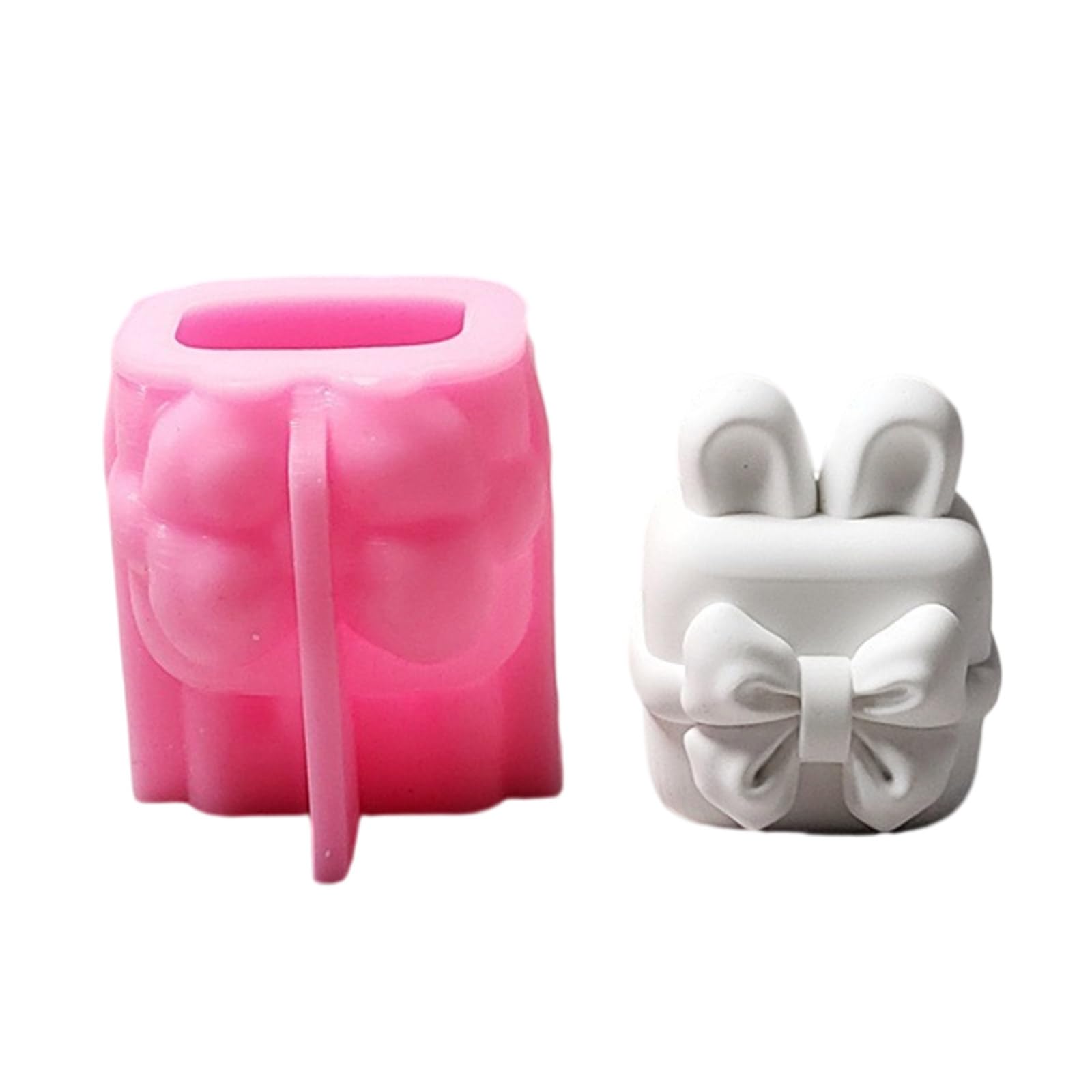 Alksubbm Rabbits Ears Bowknot Silicone Molds Bunnies Ear Molds for Soap Fondant Chocolate Cake Baking Food Grade