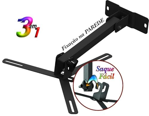 Suporte Projetor + Extensor 20 Cm -Teto E Parede - Preto