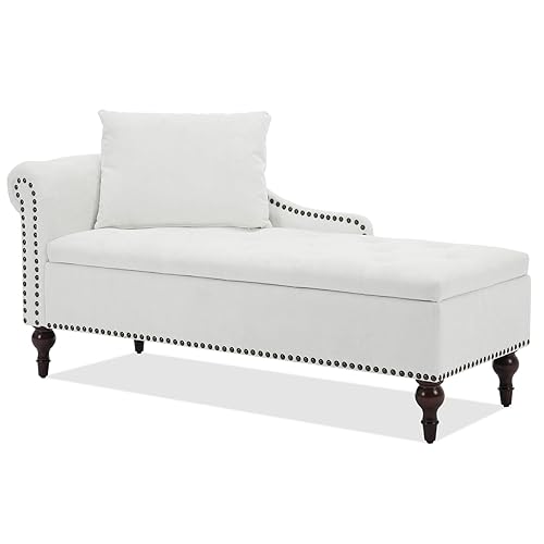 56.6" Wide Chaise Lounge Indoor with Storage & Left Armrest,