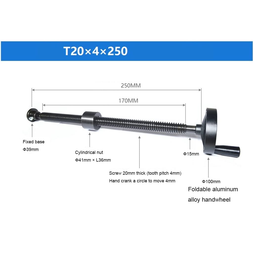 Juego de husillos trapezoidales T20, longitud 250 mm-1000 mm, husillo tipo T con volante, manivela, diámetro del volante 100 mm(300mm)