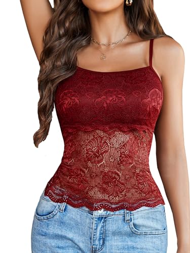 Image of Avidlove Womens Camisole Lace Spaghetti Strap Tank Top Tube Slim Basic Cami Tops