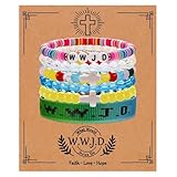 W.W.J.D. Webbing Bracelets：Come With Nine Different W.W.J.D. Stretch Beaded Bracelets.Various Colors for You to Choose. Each Set is Accompanied By a Message Card.The Card Provides Space For You To Write A Heartfelt Message as Souvenir Stretch Beaded ...