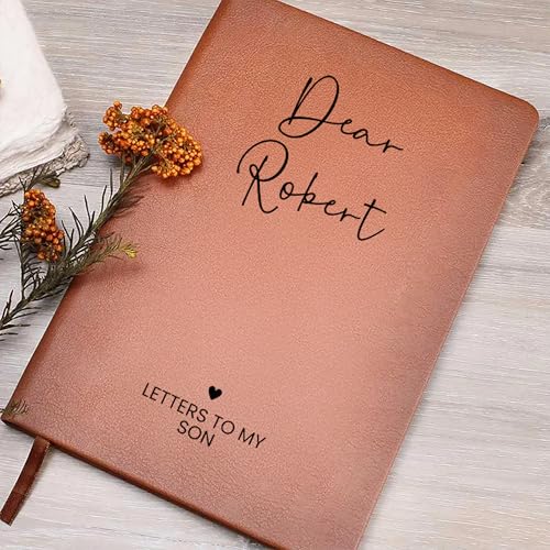 Personalized Letters to My Son Journal, Custom Name Notebook, Engraved Vegan Leather Memory Book, Mother-to-Son Gift, Pregnancy & Baby Shower Keepsake, New Mom Writing Diary for Future Messages