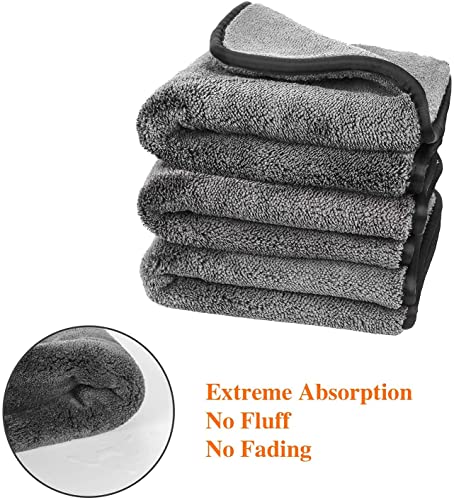 Image of Auto Hub Heavy Microfiber Cloth 500 GSM (Size 60cm x 40cm) /Pack of 3,for Car Cleaning and Detailing, Double Sided, Extra Thick Plush Microfiber Cloth Lint-Free, Color:- Grey