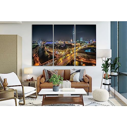 Tableau Berlin ZELLART fini prêt à poser pour mur vide 90x60 cm