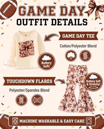 Image of Unique Baby 2 Piece Girls Double Bell Bottom Leggings Outfit with Long Sleeved Shirt Kid and Toddler Clothes Set