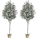 Chantoo 2 Pack Artificial Olive Tree 6 Feet Faux Trees Christmas Tree Artificial Plants for Home Dec