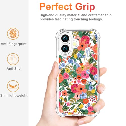 Coque iPhone 17 robuste antichoc transparente aux fleurs roses - 5