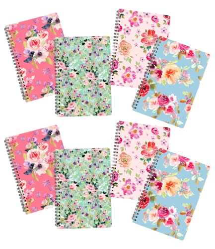 Cahier A5 à spirale floral pour organiser vos cours de rentrée et notes de bureau