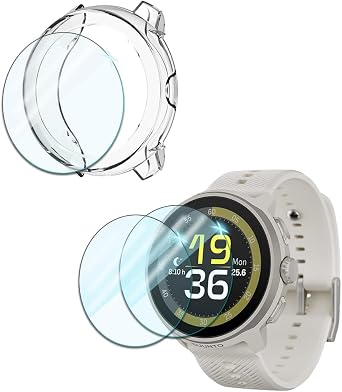Case Compatible for Suunto Run Sports Watch Screen Protector HD Tempered Glass Protective Film and TPU Soft CasesPack of 3+1