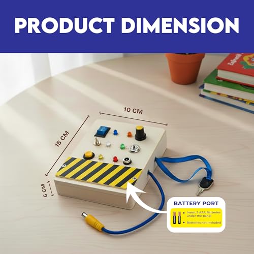 Image of Montessori Wooden Busy Board for Toddlers 1-5 Years | LED Lights & Car Sounds, Learning Activity Panel, Fine Motor Skills Educational Toy, Screen-Free, Travel-Friendly Playset