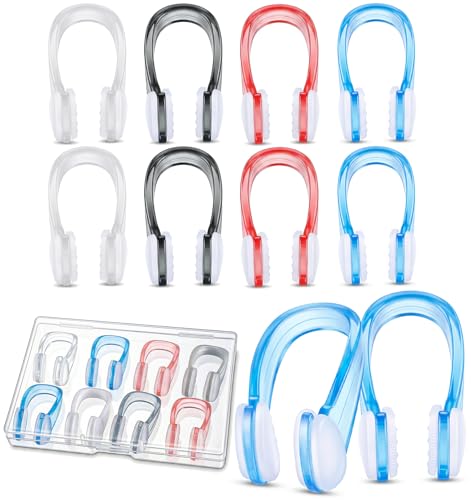 ValueBargain 2PCS Swimming Nose Clips Adult, Soft Silicone Waterproof Nose Plugs with Storage Cases, Non-Slip & Comfortable Fit for Adults (Blue, Pink)