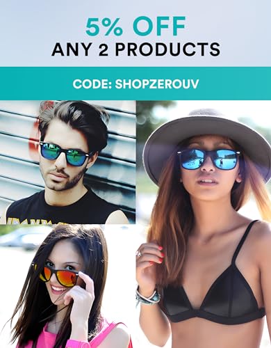 Image of zeroUV - Classic Colored Mirror Lens Square Horn Rimmed Sunglasses for Men Women