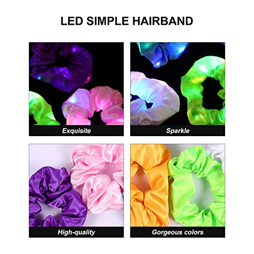Minkissy 35XRIAO08150PO2OEPN 6Pcs Led Light Hair Scrunchies Elastic Hair Ties Luminous Scrunchy Ponytail Holders Hair Accessories thumb #2