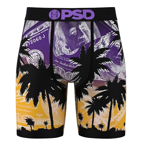 PSD Men's Boxer Briefs - Benji Sunrise, 7 Inch Inseam, Moisture-Wicking, 4-Way Stretch, Boxer Briefs for Men, Large