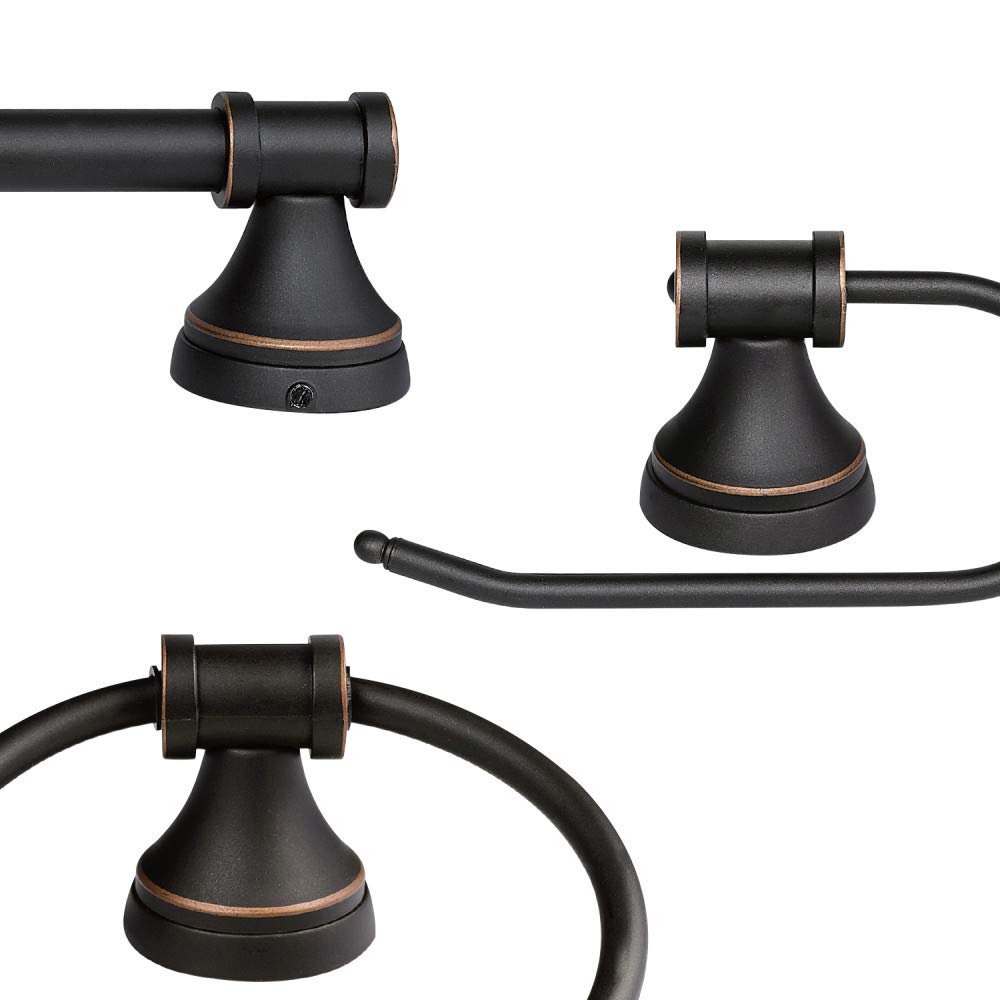 Amazon.com: Globe Electric 50192 Parker 5-Piece All-In-One Bathroom Set,  Oil Rubbed Bronze, 3-Light Vanity Light with Clear Glass Shades, Towel Bar, Towel  Ring, Robe Hook, Toilet Paper Holder, Oil-rubbed Bronze : Home