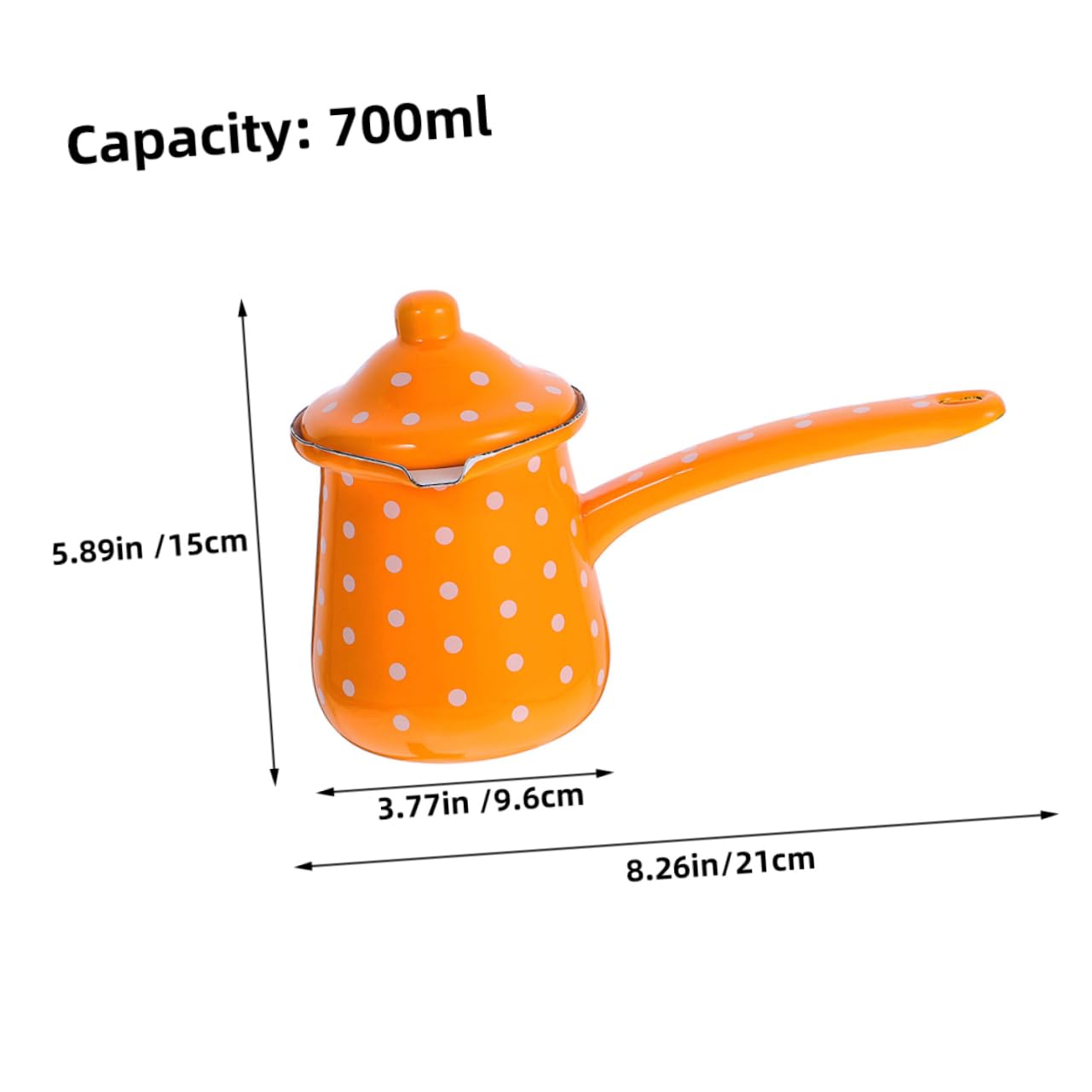 Cabilock Enamel Turkish Coffee Pot Wear Resistant Coffee Container with Long Handle for Drinks Compatible with Electric Heaters for Home Brewing